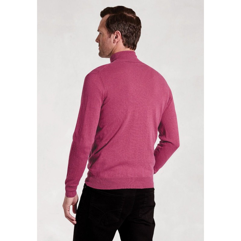 Jumpers Brook Taverner Cornwall Raspberry Cotton Merino Roll Neck Jumper £54.00