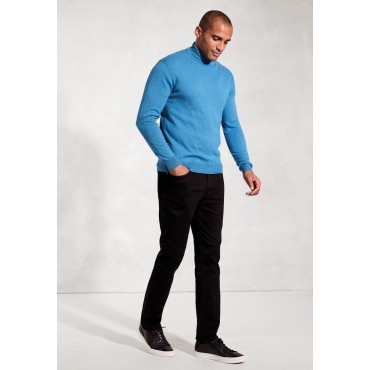 Jumpers Brook Taverner Cornwall Sea Blue Cotton Merino Roll Neck Jumper £54.00