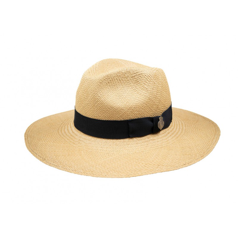 Panamas Christys Hats Jessica Wide Brim Panama Hat With Navy Band - Natural £189.00