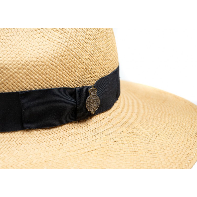 Panamas Christys Hats Jessica Wide Brim Panama Hat With Navy Band - Natural £189.00