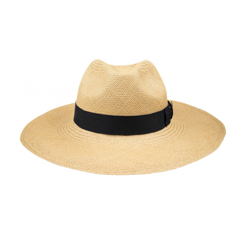 Panamas Christys Hats Jessica Wide Brim Panama Hat With Navy Band - Natural £189.00