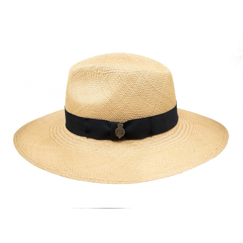 Panamas Christys Hats Jessica Wide Brim Panama Hat With Navy Band - Natural £189.00