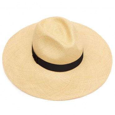 Panamas Christys Hats Jessica Wide Brim Panama Hat With Navy Band - Natural £189.00