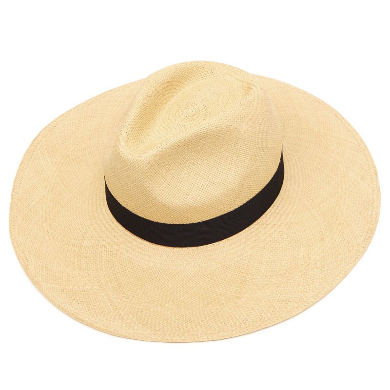 Panamas Christys Hats Jessica Wide Brim Panama Hat With Navy Band - Natural £189.00