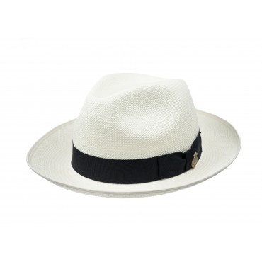 Panamas Christys Hats Superfine Preset Panama Hat With Navy Band Cream Binding Bleached £250.00