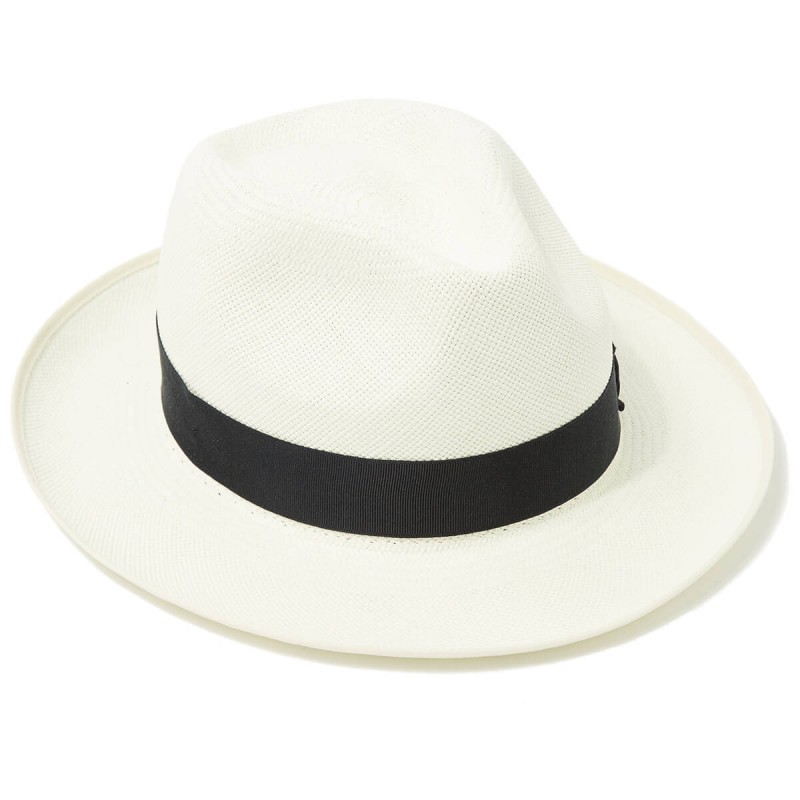 Panamas Christys Hats Superfine Preset Panama Hat With Navy Band Cream Binding Bleached £250.00