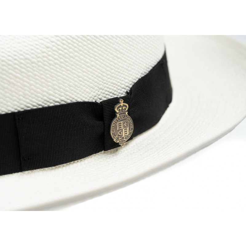 Panamas Christys Hats Superfine Preset Panama Hat With Black Band Cream Binding Bleached £250.00