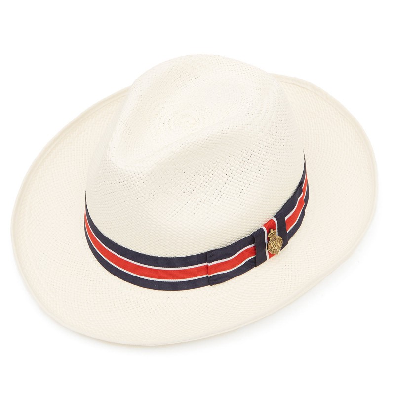 Panamas Christys Hats Classic Preset Regimental Panama Hat With No3 Band Cream Binding Bleached £189.00