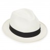 Trilbies & Pork Pies Christys Hats Classic Yorkie Panama Hat With Black Band Cream Binding Bleached £189.00