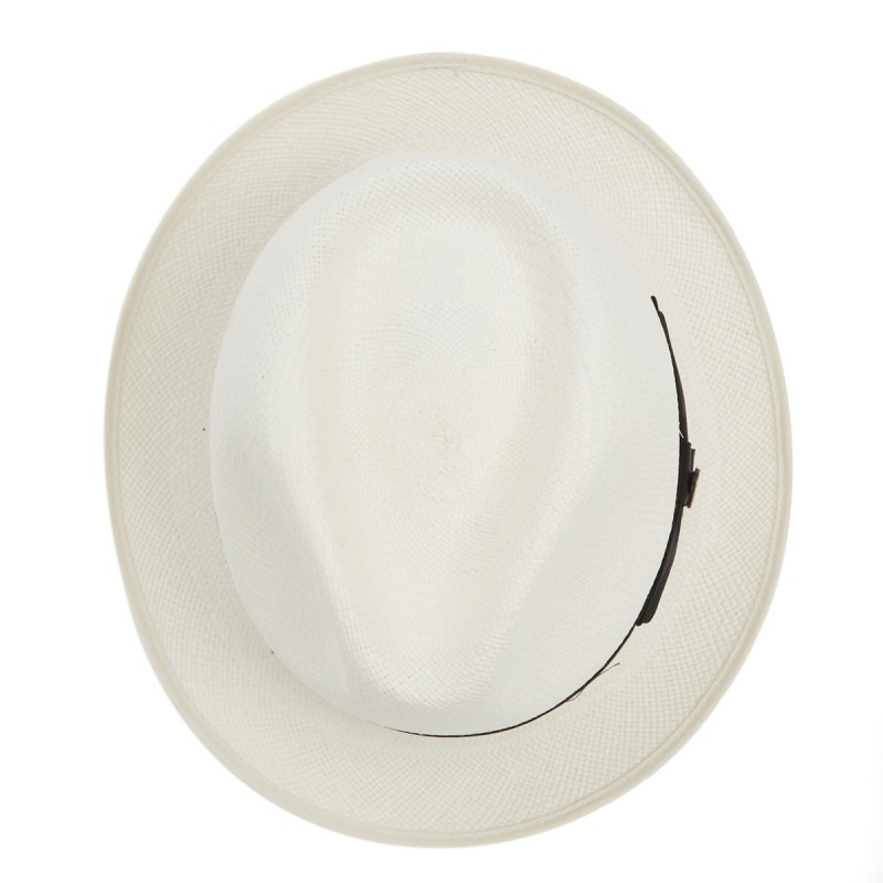 Trilbies & Pork Pies Christys Hats Classic Yorkie Panama Hat With Black Band Cream Binding Bleached £189.00