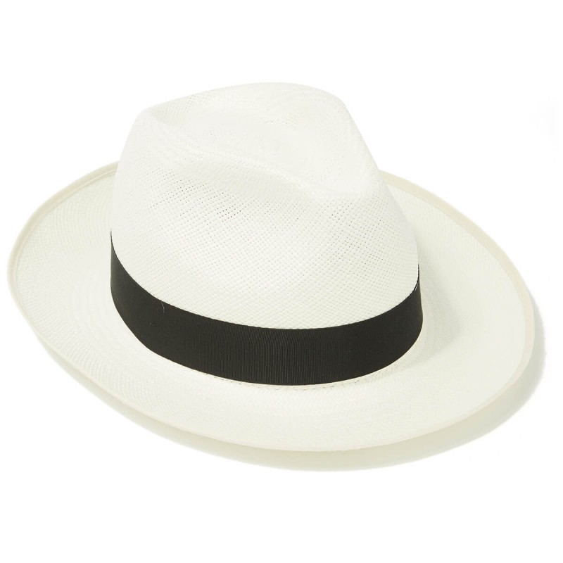 Panamas Christys Hats Classic Preset Panama Hat With Black Band Cream Binding Bleached £189.00