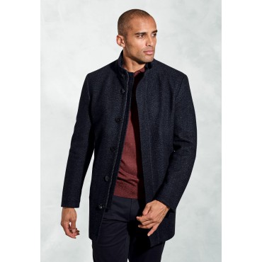 Coats Brook Taverner Mercer Navy Herringbone Wool Blend Car Coat £134.00