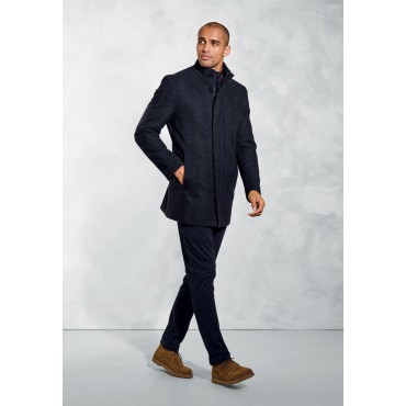 Coats Brook Taverner Mercer Navy Herringbone Wool Blend Car Coat £134.00