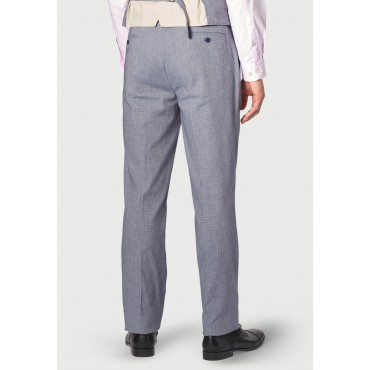 Suit Trousers Brook Taverner Tailored Fit Anderson Blue Puppytooth Cotton Linen Suit Trouser £63.00