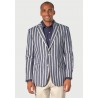 Jackets Brook Taverner Regular Fit Rafter Blue Stripe Cotton Linen Jacket £179.00