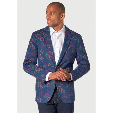 Jackets Brook Taverner Tailored Fit Henman Blue Floral Print Stetch Cotton Jacket £134.00