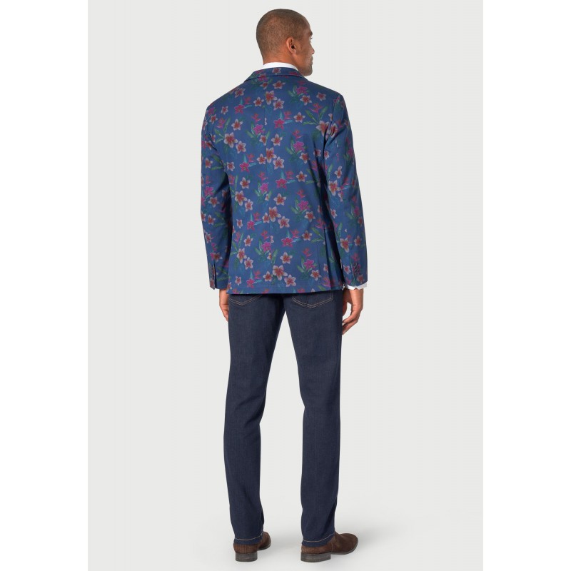 Jackets Brook Taverner Tailored Fit Henman Blue Floral Print Stetch Cotton Jacket £134.00