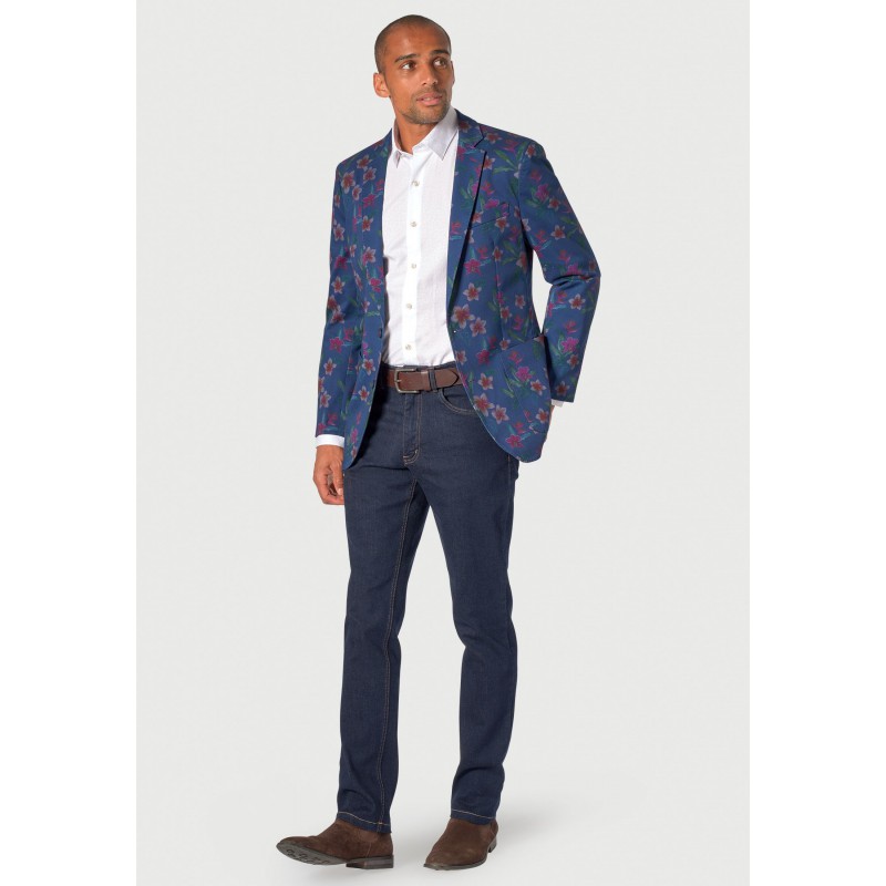 Jackets Brook Taverner Tailored Fit Henman Blue Floral Print Stetch Cotton Jacket £134.00