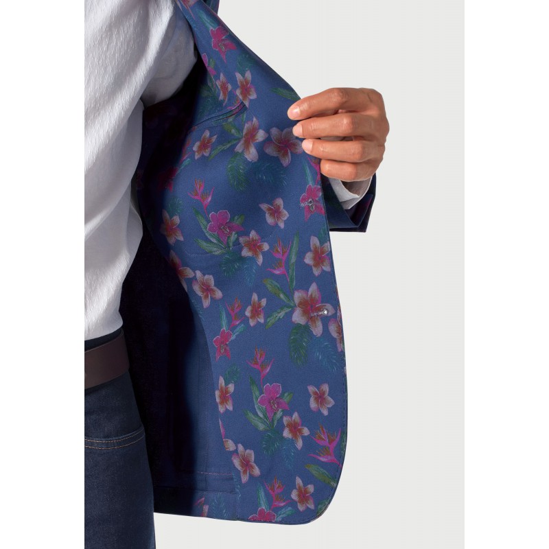 Jackets Brook Taverner Tailored Fit Henman Blue Floral Print Stetch Cotton Jacket £134.00