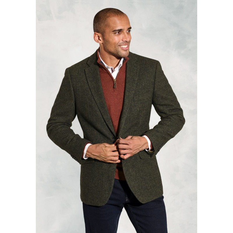 Jackets Brook Taverner Regular Fit Dee Olive Herringbone Wool Blend Jacket £116.00