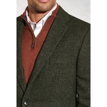 Jackets Brook Taverner Regular Fit Dee Olive Herringbone Wool Blend Jacket £116.00