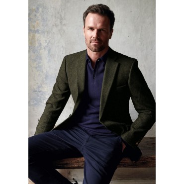 Jackets Brook Taverner Regular Fit Dee Olive Herringbone Wool Blend Jacket £116.00