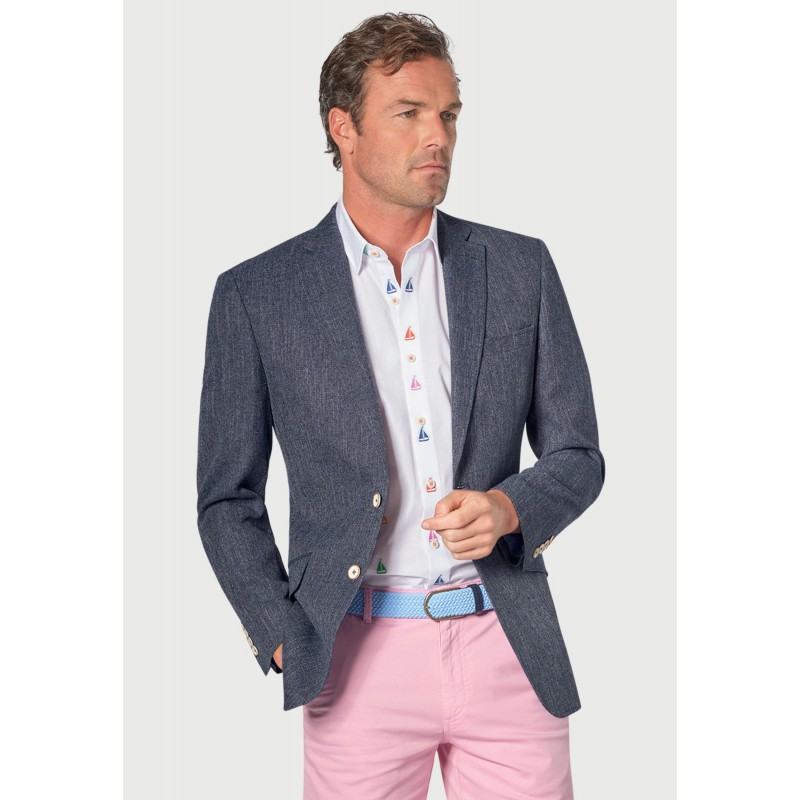 Jackets Brook Taverner Regular Fit Greig Mid Blue Textured Jacket £116.00