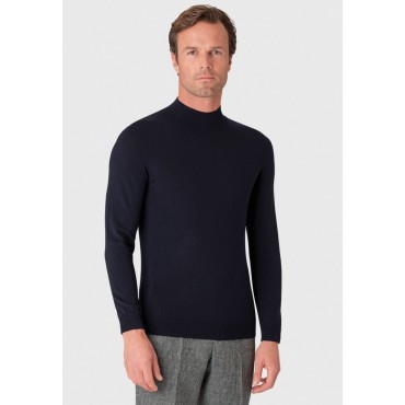 Jumpers Brook Taverner Hugo Navy Merino Wool Turtle Neck Jumper £71.00