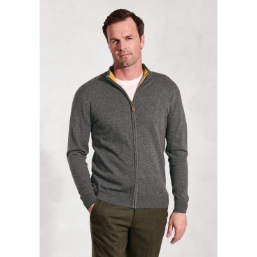 Cardigans Brook Taverner Somerset Charcoal Cotton Merino Zip Cardigan £54.00