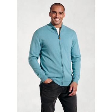 Cardigans Brook Taverner Somerset Aqua Cotton Merino Zip Cardigan £54.00