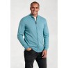 Cardigans Brook Taverner Somerset Aqua Cotton Merino Zip Cardigan £54.00