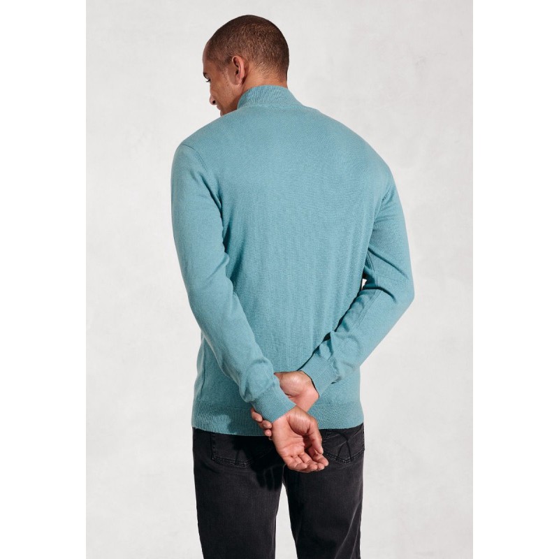 Cardigans Brook Taverner Somerset Aqua Cotton Merino Zip Cardigan £54.00