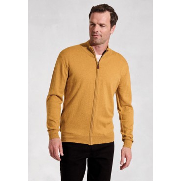 Cardigans Brook Taverner Somerset Mustard Cotton Merino Zip Cardigan £54.00