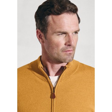 Cardigans Brook Taverner Somerset Mustard Cotton Merino Zip Cardigan £54.00