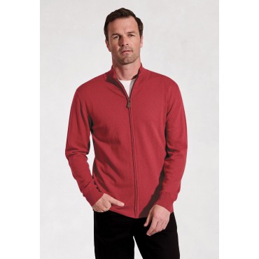 Cardigans Brook Taverner Somerset Claret Cotton Merino Zip Cardigan £54.00