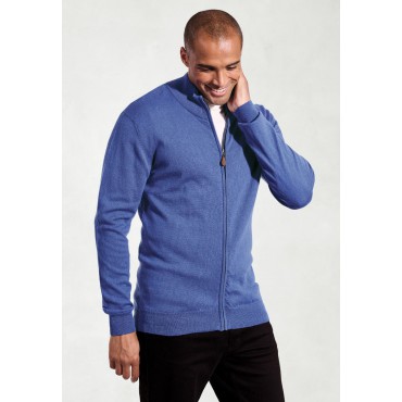 Cardigans Brook Taverner Somerset Electric Blue Cotton Merino Zip Cardigan £54.00