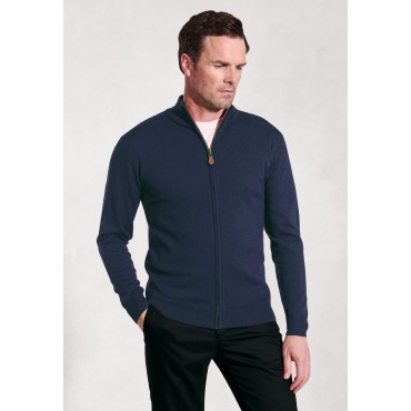 Cardigans Brook Taverner Somerset Navy Cotton Merino Zip Cardigan £54.00