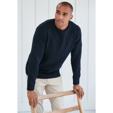 Jumpers Brook Taverner Earby Navy Cotton Crew Neck Jumper £54.00