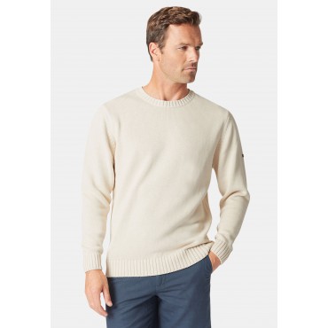 Jumpers Brook Taverner Earby Ecru Cotton Crew Neck Jumper £54.00