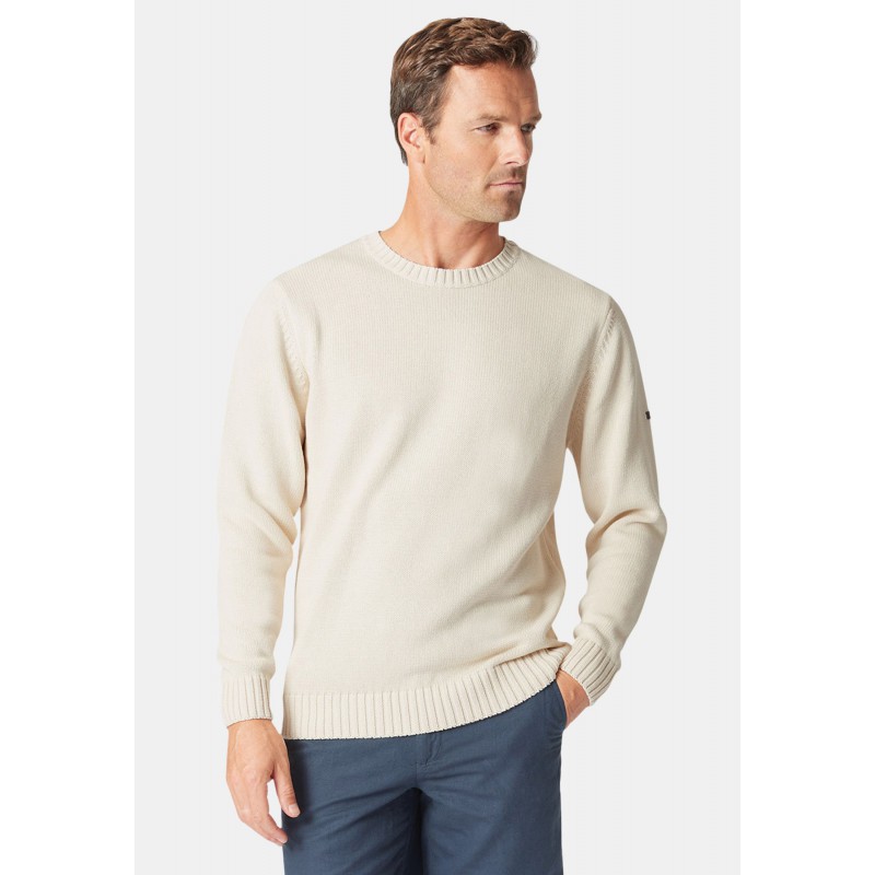 Jumpers Brook Taverner Earby Ecru Cotton Crew Neck Jumper £54.00