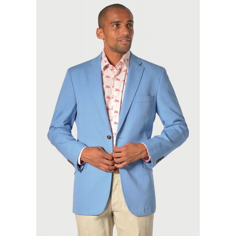 Jackets Brook Taverner Regular Fit Tatton Sky Blue Cotton Linen Jacket £116.00