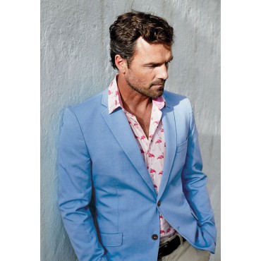 Jackets Brook Taverner Regular Fit Tatton Sky Blue Cotton Linen Jacket £116.00