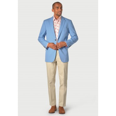 Jackets Brook Taverner Regular Fit Tatton Sky Blue Cotton Linen Jacket £116.00