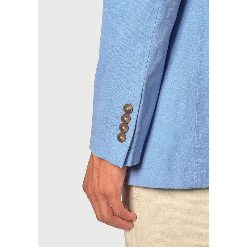 Jackets Brook Taverner Regular Fit Tatton Sky Blue Cotton Linen Jacket £116.00