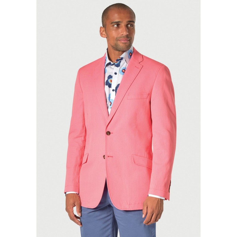 Jackets Brook Taverner Regular Fit Tatton Pink Cotton Linen Jacket £116.00