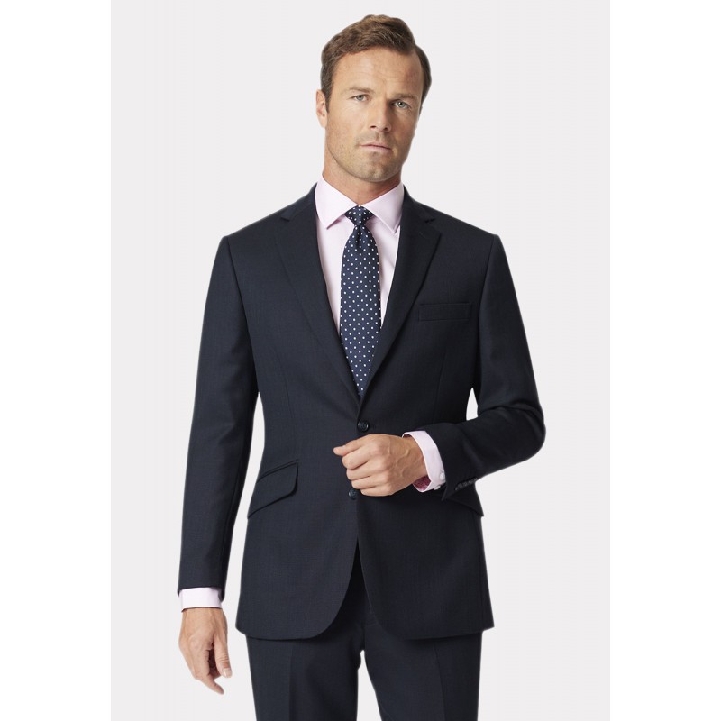 Wool Suits Brook Taverner Tailored Fit Dawlish Navy Birdseye Wool Suit £322.80