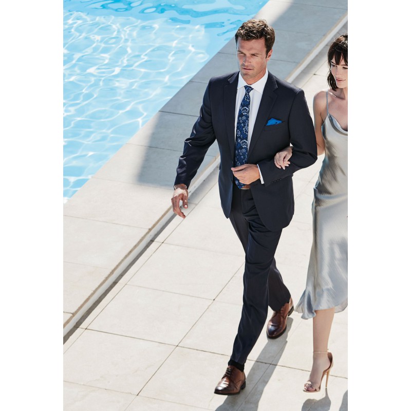 Wool Suits Brook Taverner Tailored Fit Dawlish Navy Birdseye Wool Suit £322.80