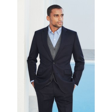 Wool Suits Brook Taverner Tailored Fit Dawlish Navy Birdseye Wool Suit £322.80