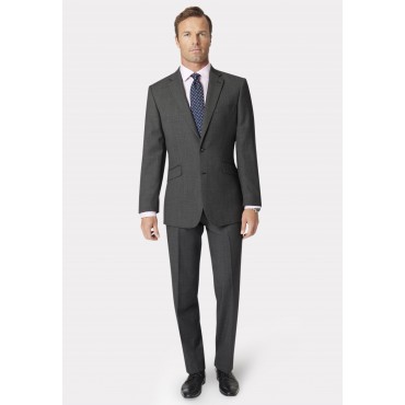 Wool Suits Brook Taverner Tailored Fit Dawlish Charcoal Birdseye Wool Suit £322.80