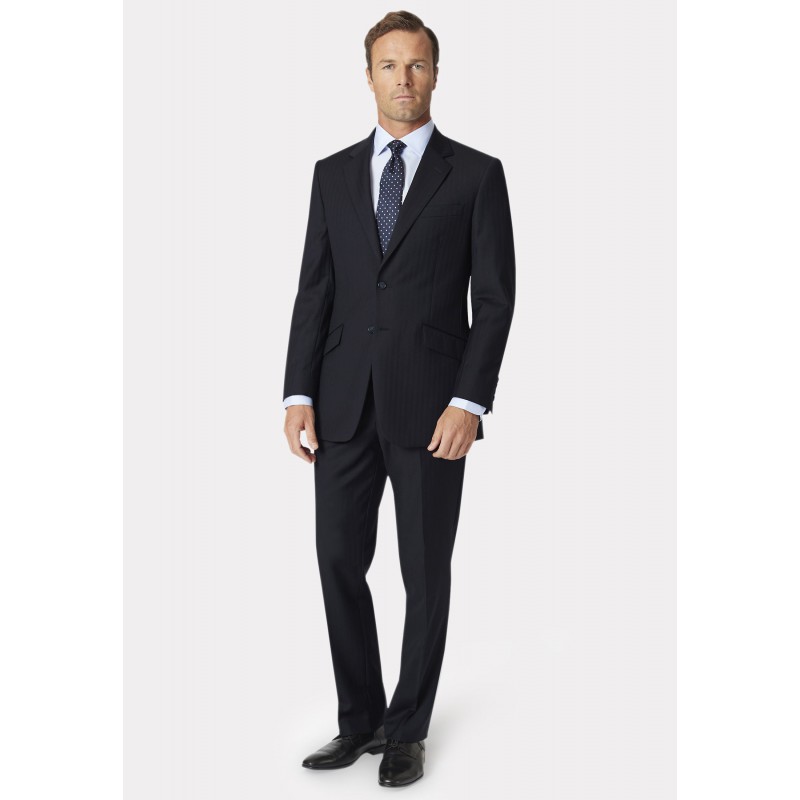 Wool Suits Brook Taverner Tailored Fit Dawlish Navy Herringbone Wool Suit £322.80